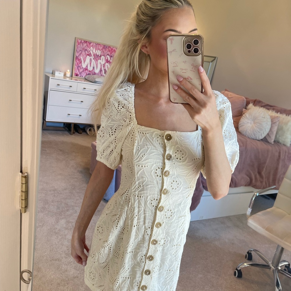 Free People Cream Lace Mini Dress